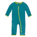 Appliqué Coverall with Zipper in Seagrass Cactus 