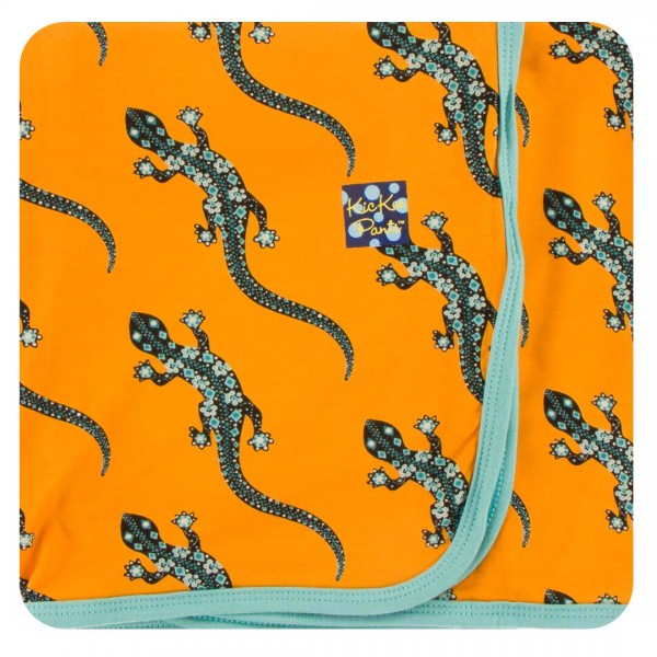Print Swaddling Blanket in Apricot Bead Lizard