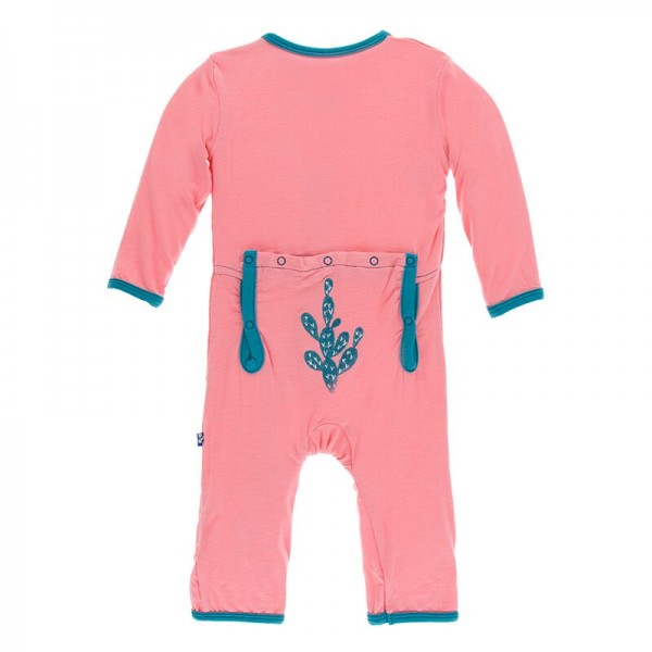 Appliqué Coverall with Zipper in Strawberry Cactus 