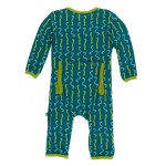 Print Coverall with Zipper in Oasis Worms 