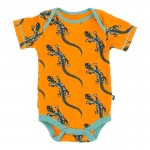 Print Short Sleeve One Piece in Apricot Bead Lizard