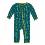 Print Coverall with Zipper in Oasis Worms 