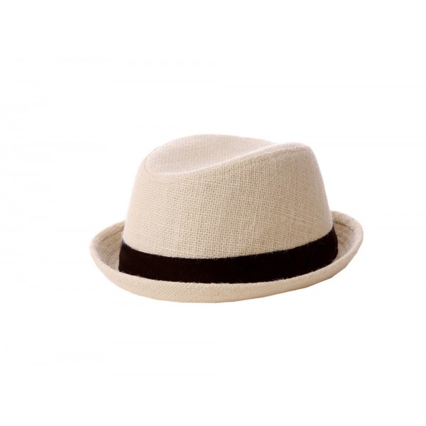 Natural Straw Trilby with Black Band 
