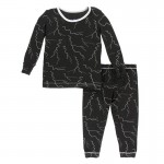 Print Long Sleeve Pajama Set in Zebra Lightning