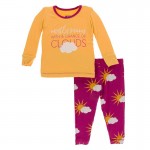 Print Long Sleeve Pajama Set in Berry Mostly Sunny
