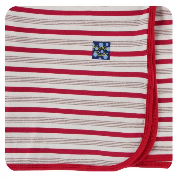 Holiday Print Swaddling Blanket in Rose Gold Candy Can Stripe 