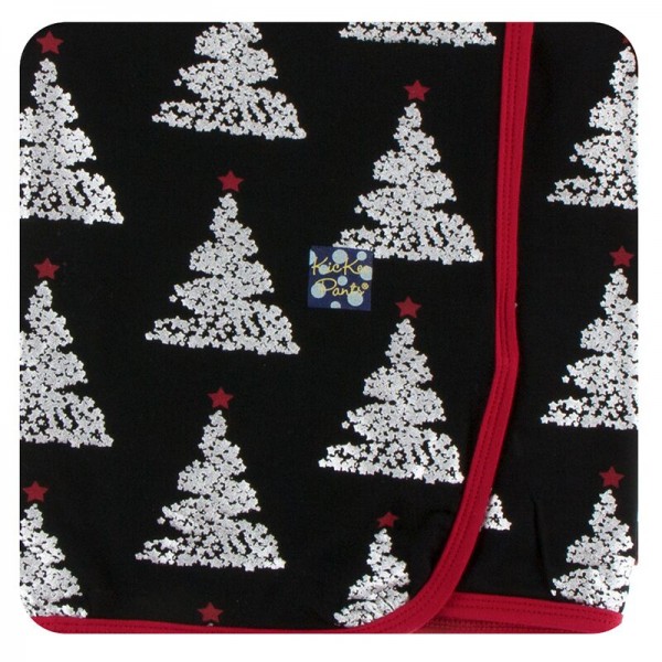 Holiday Print Swaddling Blanket in Midnight Foil Tree