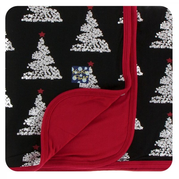 Holiday Print Toddler Blanket in Midnight Foil Tree 