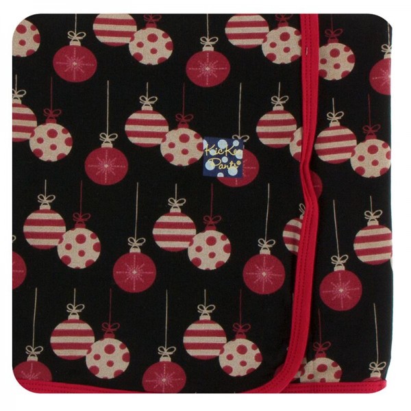 Holiday Print Swaddling Blanket in Midnight Ornaments