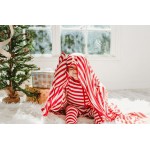 Holiday Print Footie with Zipper in Candy Cane Stripe 2019