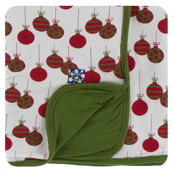 Holiday Print Toddler Blanket in Natural Ornaments