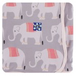Print Short Sleeve Pajama Set in Feather Indian Elephant