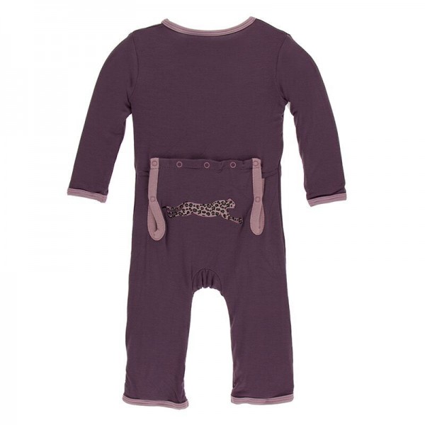 Appliqué Coverall with Zipper in Fig Cheetah