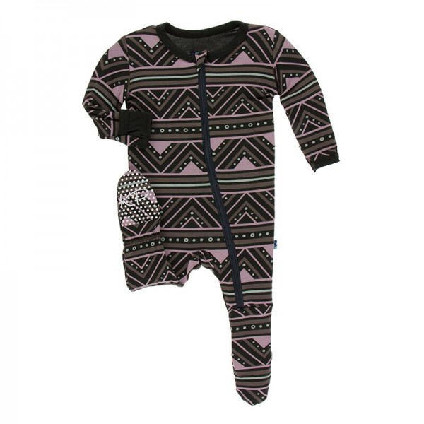 Print Footie with Zipper in African Patterns