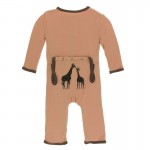 Appliqué Coverall with Zipper in Suede Giraffes