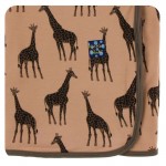 Print Swaddling Blanket in Suede Giraffes 