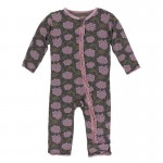Print Muffin Ruffle Coverall with Zipper in African Violets 