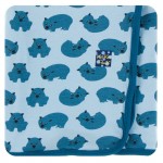 Print Long Sleeve Pajama Set in Pond Wombat
