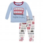 Print Long Sleeve Pajama Set in London Transport 