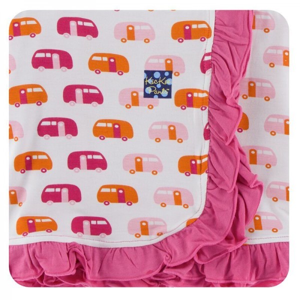 Print Ruffle Toddler Blanket in Natural Camper