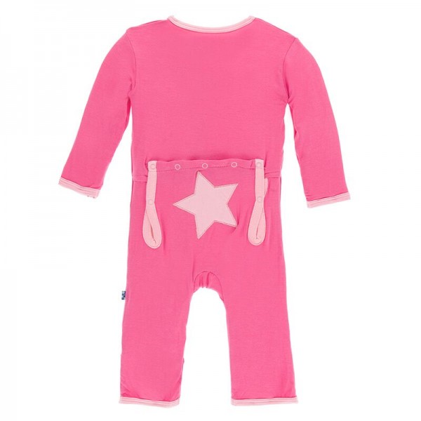 Applique Coverall with Zipper in Flamingo Star