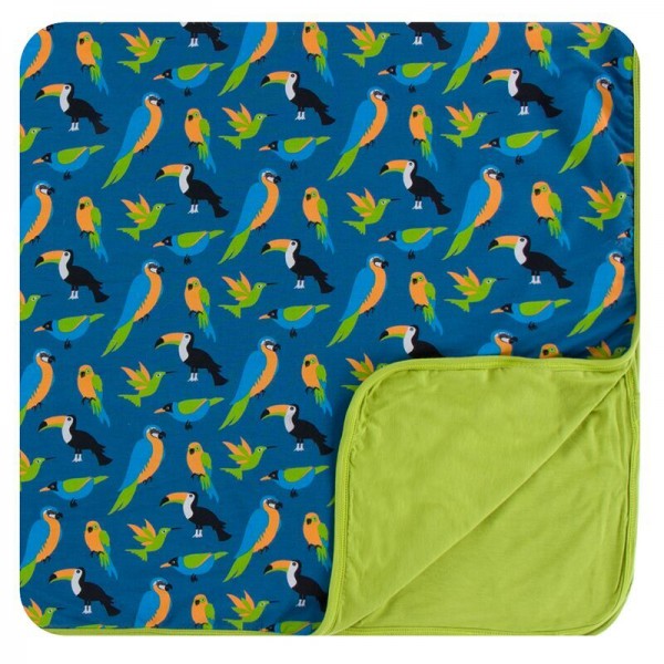 Print Toddler Blanket in Twilight  Tropical Birds 