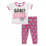 Print Short Sleeve Pajama Set in Flamingo Soccer