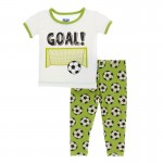 Print Short Sleeve Pajama Set in Meadow Soccer