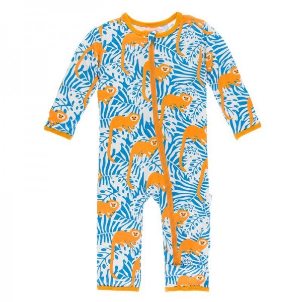 Print Coverall with Zipper in Tamarin Monkey