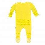 Solid Muffin Ruffle Footie with Zipper in Banana