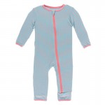 Print Coverall with Zipper in Strawberry Stripe 