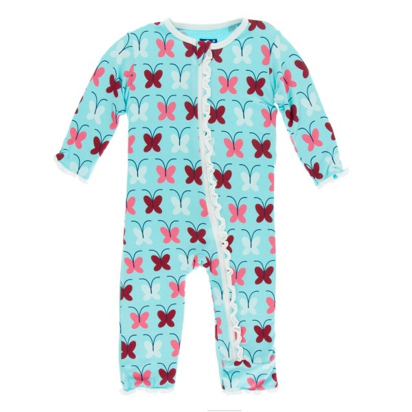 Print Muffin Ruffle Coverall with Zipper in Tallulahs Butterfly 