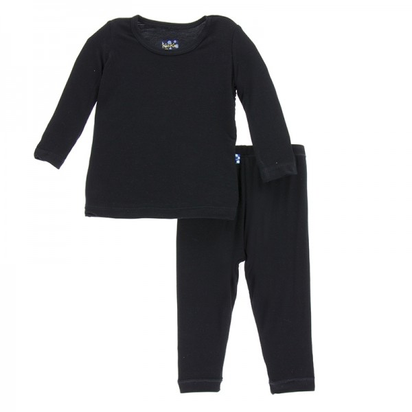 Solid Long Sleeve Pajama Set in Midnight 