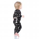 Print Muffin Ruffle Coverall with Zipper in Girl Midnight Bikes 
