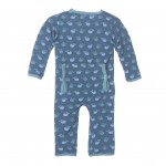 Print Fitted Coverall in Twilight Tiny Whale 
