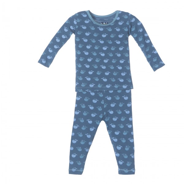Print Long Sleeve Pajama Set in Twilight Tiny Whale