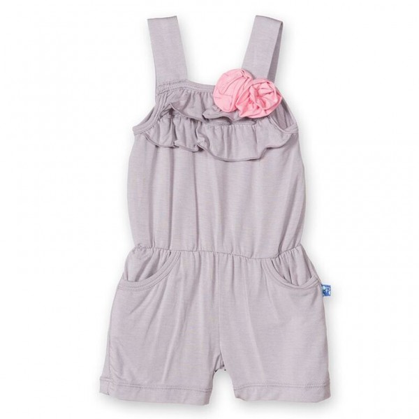 Flower Romper with Pocket in Feather with Lotus