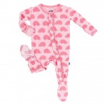 Print Muffin Ruffle Footie in Lotus Porcupine