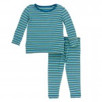 Print Long Sleeve Pajama Set in Boy Anniversary Stripe