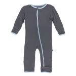 Applique Coverall with Zipper in Stone Sheep