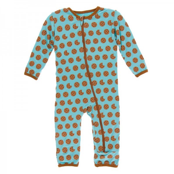 Print Coverall with Zipper in Glacier Cookies