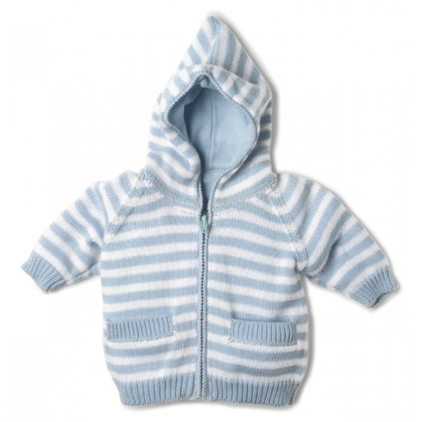 Baby Rugby Hooded Knit Cardigan - Blue