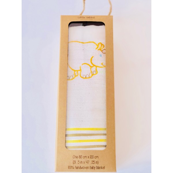 Little Gabies Baby Blanket with Love from Ethiopia- Happy Rhino (Gold) 