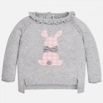 Baby Girl Grey Sweater with Pink Bunny 