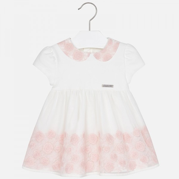 Baby Girl Embroidered Tulle Short Sleeve Dress