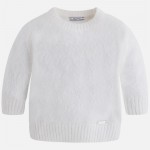 Girls Ivory Knitted Fur Sweater