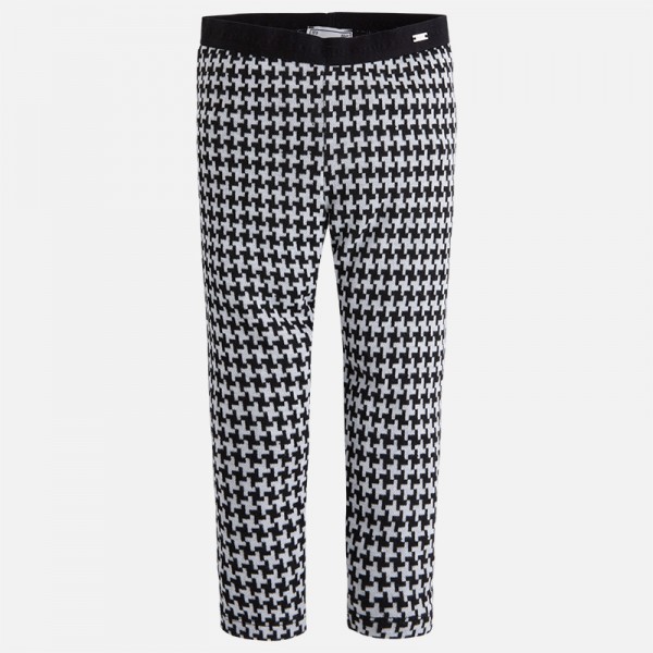 Girl Jacquard Leggings with Houndstooth Pattern