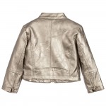 Girls Gold Cropped Leatherette Jacket