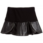 Black Synthetic Leather Skirt with Studs