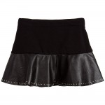 Black Synthetic Leather Skirt with Studs